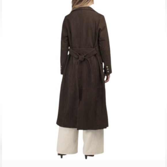 REBECCA MINKOFF Suede Long Trench Coat - Picture 5 of 5